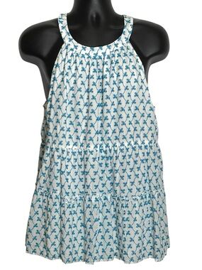 NWT Torrid Size 2 Blue Floral Embroidered Tiered Babydoll Tank